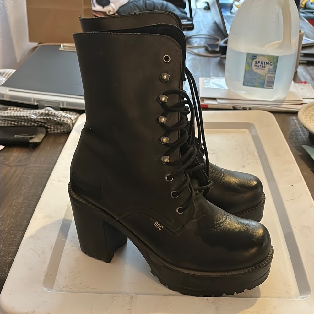 ROC Black Platform Lace-Up Boots